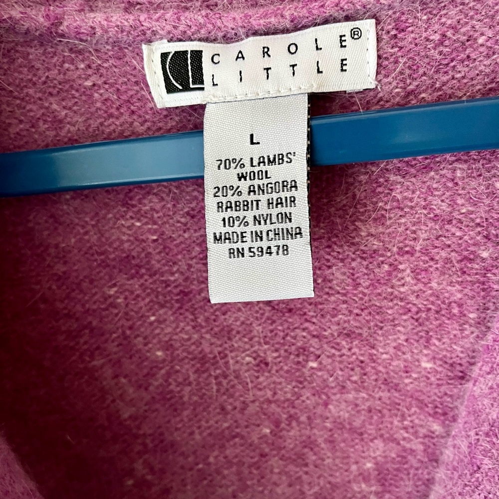 Carole Little Lavender Wool Cardigan Sweater - Picture 3 of 5